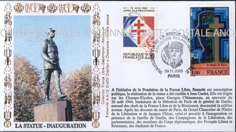 First day postage stamps De gaulle 2000