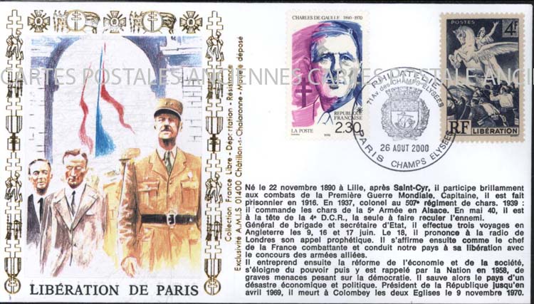 First day postage stamps De gaulle 2000